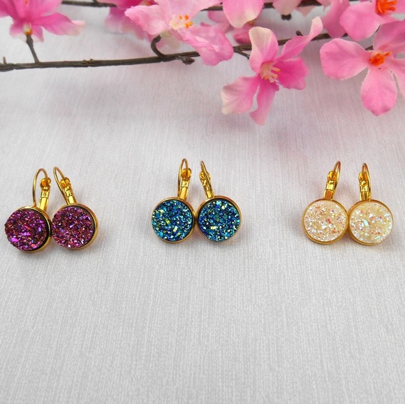 🆕️ Druzy French Hook Earrings - Picture 7 of 8